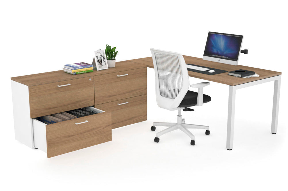 Quadro Square Executive Setting - White Frame [1800L x 700W]-salvage oak none 4 drawer lateral filing cabinet