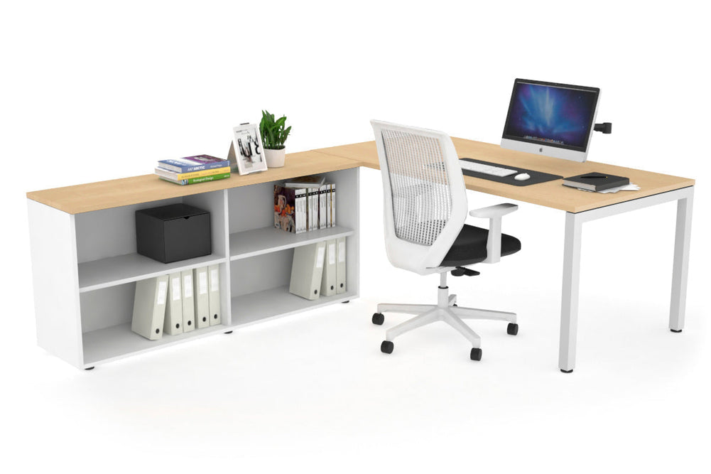 Quadro Square Executive Setting - White Frame [1800L x 700W]-maple none open bookcase