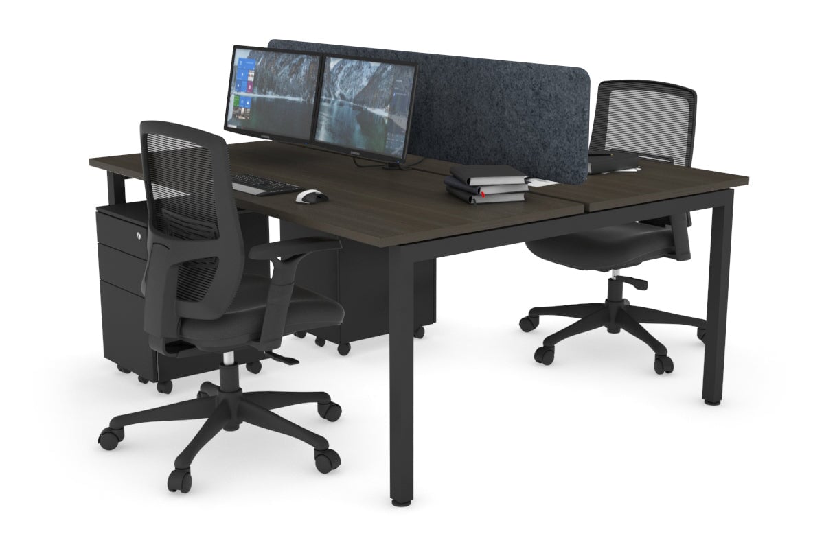 Quadro Square Leg 2 Person Office Workstations [1200L x 700W] Jasonl black leg dark oak dark grey echo panel (400H x 1200W)
