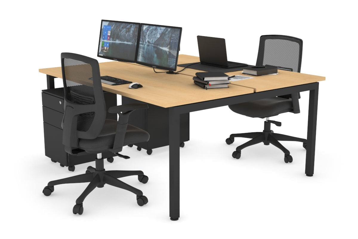 Quadro Square Leg 2 Person Office Workstations [1200L x 700W] Jasonl black leg maple none