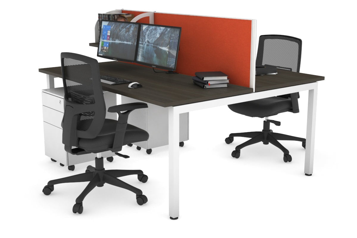 Quadro Square Leg 2 Person Office Workstations [1200L x 700W] Jasonl white leg dark oak orange squash (500H x 1200W)
