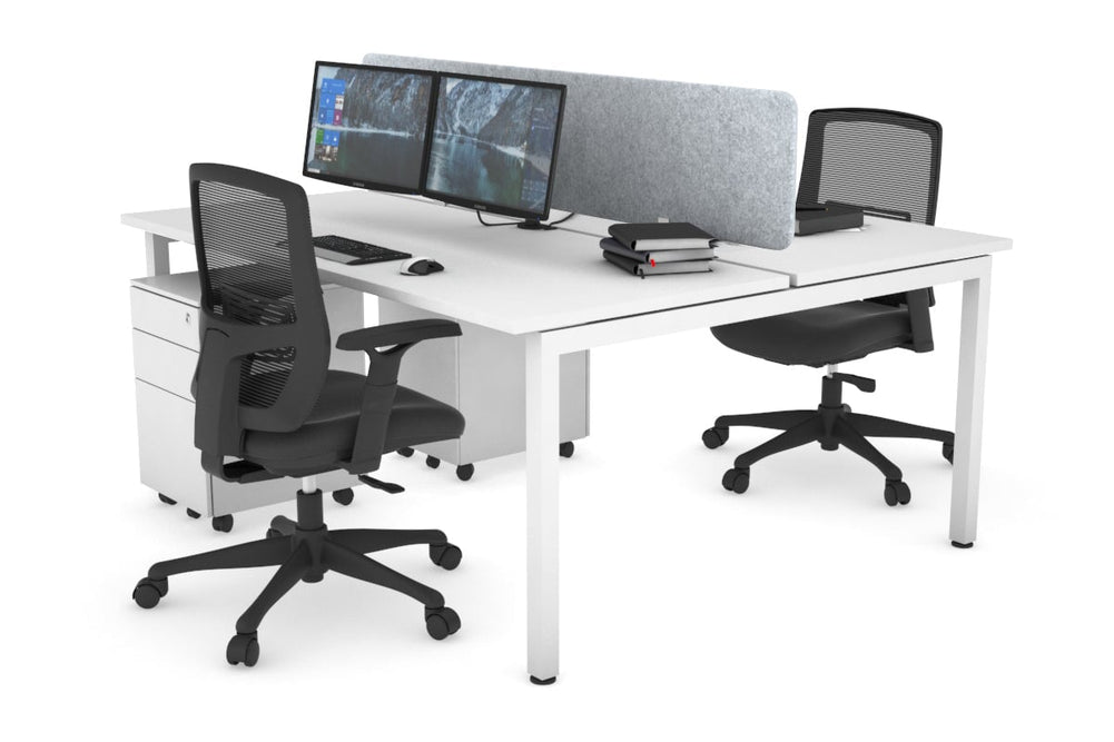 Quadro Square Legs 2 Person Office Workstation [1200L x 700W]-white leg white light grey acoustic panel (400H x 1200W)