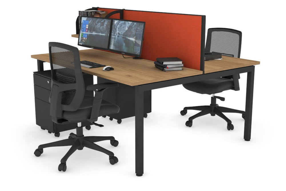 Quadro Square Legs 2 Person Office Workstation [1200L x 700W]-black leg salvage oak orange squash (500H x 1200W)