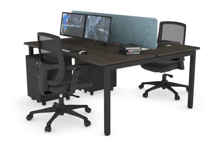 Quadro Square Leg 2 Person Office Workstations [1200L x 700W] Jasonl black leg dark oak blue echo panel (400H x 1200W)
