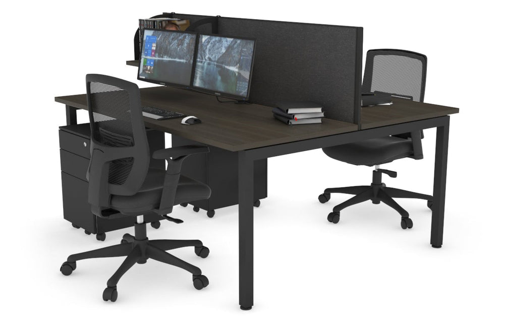 Quadro Square Legs 2 Person Office Workstation [1200L x 700W]-black leg dark oak moody charcoal (500H x 1200W)