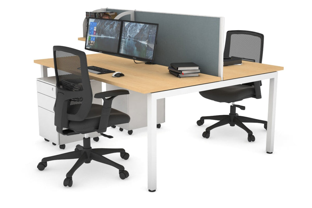 Quadro Square Legs 2 Person Office Workstation [1200L x 700W]-white leg maple cool grey (500H x 1200W)