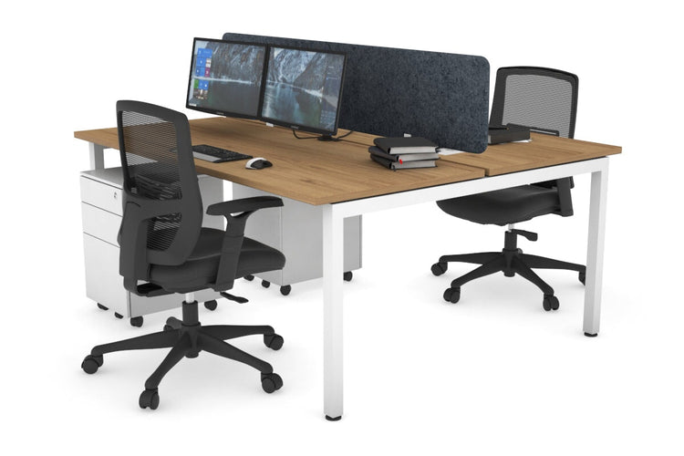 Quadro Square Leg 2 Person Office Workstations [1200L x 700W] Jasonl white leg salvage oak dark grey echo panel (400H x 1200W)
