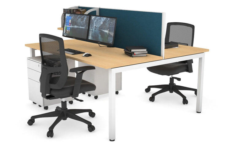 Quadro Square Leg 2 Person Office Workstations [1200L x 700W] Jasonl white leg maple deep blue (500H x 1200W)