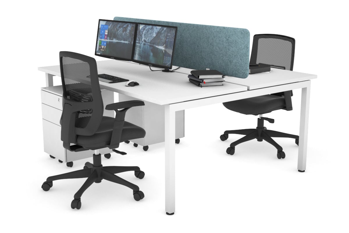 Quadro Square Leg 2 Person Office Workstations [1200L x 700W] Jasonl white leg white blue echo panel (400H x 1200W)
