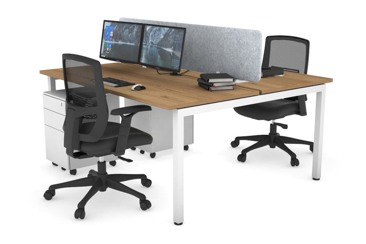 Quadro Square Leg 2 Person Office Workstations [1200L x 700W] Jasonl white leg salvage oak light grey echo panel (400H x 1200W)