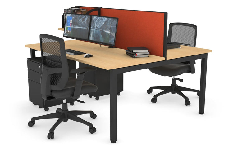 Quadro Square Leg 2 Person Office Workstations [1200L x 700W] Jasonl black leg maple orange squash (500H x 1200W)