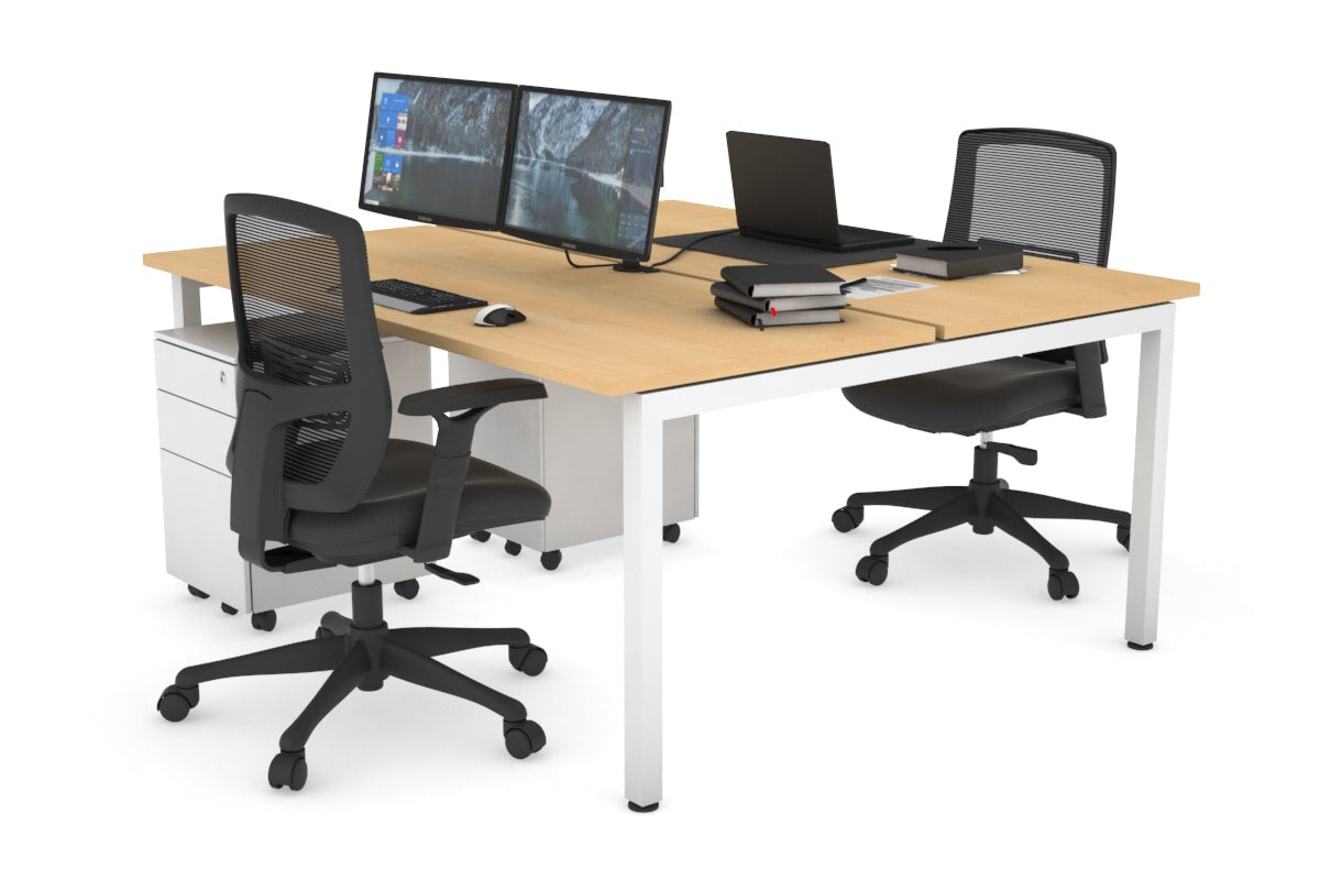 Quadro Square Leg 2 Person Office Workstations [1200L x 700W] Jasonl white leg maple none