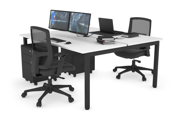 Quadro Square Leg 2 Person Office Workstations [1200L x 700W] Jasonl black leg white none