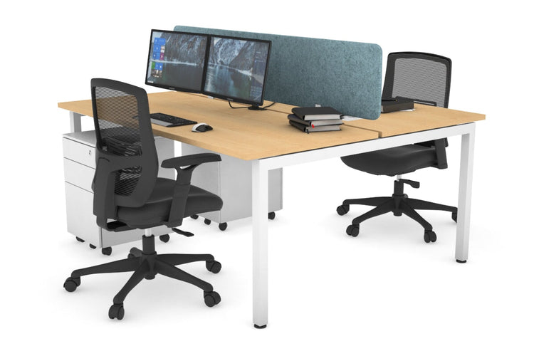 Quadro Square Leg 2 Person Office Workstations [1200L x 700W] Jasonl white leg maple blue echo panel (400H x 1200W)