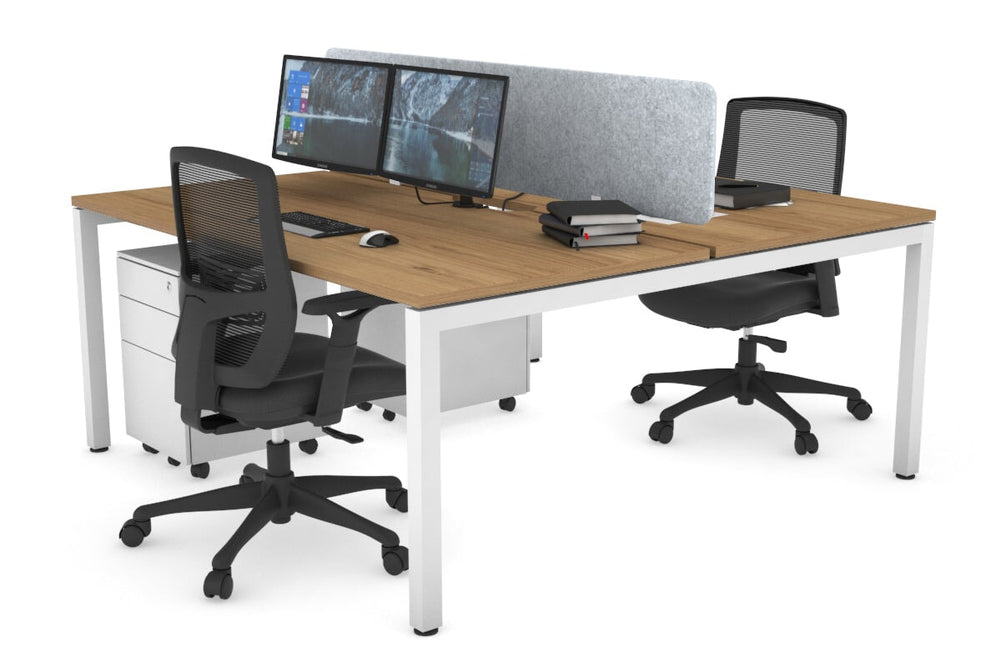 Quadro Square Legs 2 Person Office Workstation [1200L x 800W with Cable Scallop]-white leg salvage oak light grey acoustic panel (400H x 1200W)