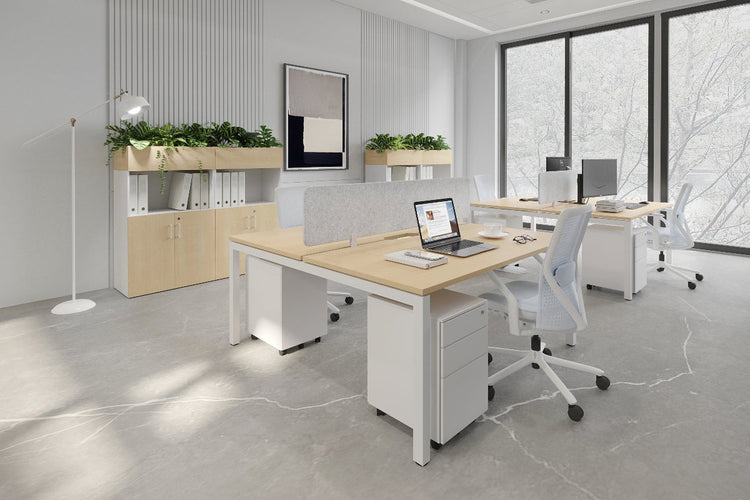 Quadro Square Leg 2 Person Office Workstations [1200L x 800W with Cable Scallop] Jasonl 