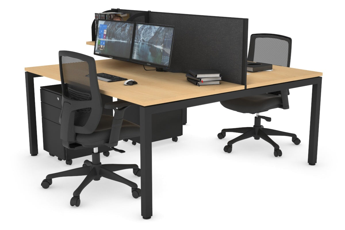 Quadro Square Leg 2 Person Office Workstations [1200L x 800W with Cable Scallop] Jasonl black leg maple moody charcoal (500H x 1200W)
