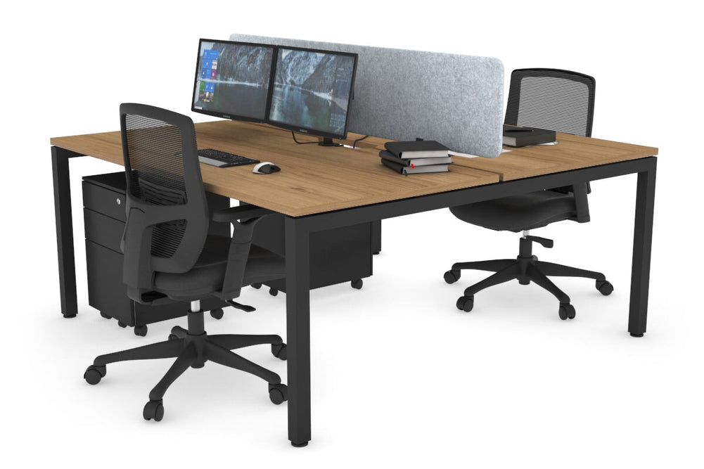 Quadro Square Legs 2 Person Office Workstation [1200L x 800W with Cable Scallop]-black leg salvage oak light grey acoustic panel (400H x 1200W)