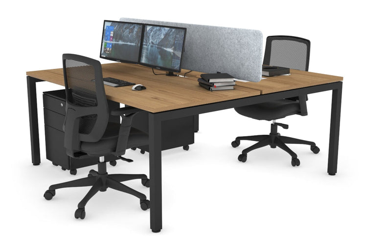 Quadro Square Leg 2 Person Office Workstations [1200L x 800W with Cable Scallop] Jasonl black leg salvage oak light grey echo panel (400H x 1200W)
