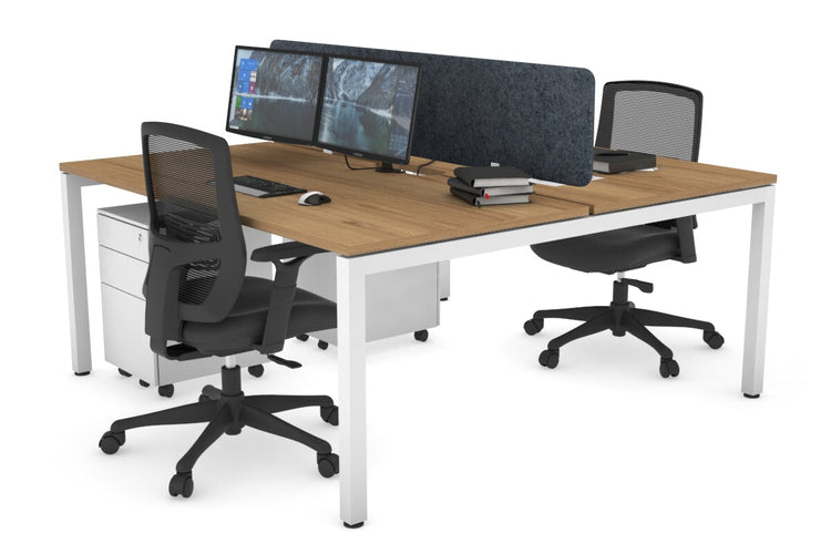 Quadro Square Leg 2 Person Office Workstations [1200L x 800W with Cable Scallop] Jasonl white leg salvage oak dark grey echo panel (400H x 1200W)