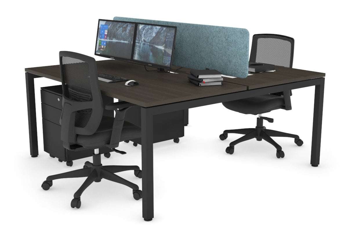 Quadro Square Leg 2 Person Office Workstations [1200L x 800W with Cable Scallop] Jasonl black leg dark oak blue echo panel (400H x 1200W)