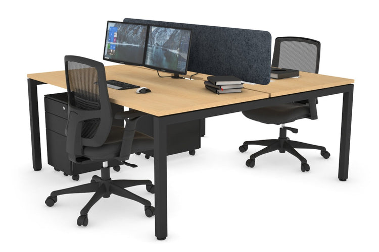 Quadro Square Leg 2 Person Office Workstations [1200L x 800W with Cable Scallop] Jasonl black leg maple dark grey echo panel (400H x 1200W)