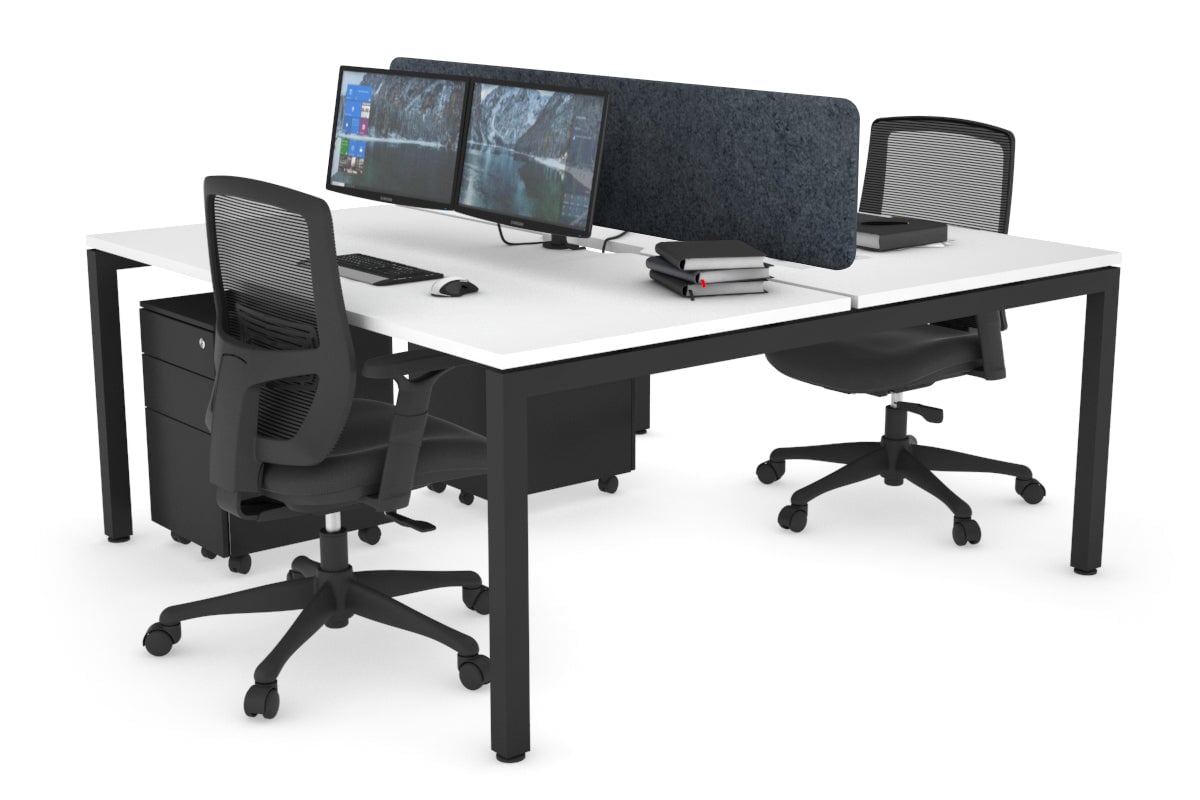 Quadro Square Leg 2 Person Office Workstations [1200L x 800W with Cable Scallop] Jasonl black leg white dark grey echo panel (400H x 1200W)