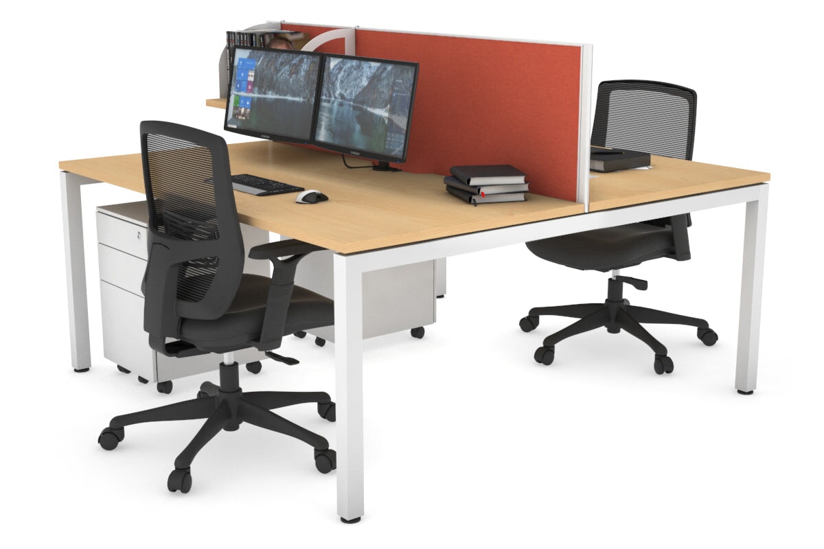 Quadro Square Leg 2 Person Office Workstations [1200L x 800W with Cable Scallop] Jasonl white leg maple orange squash (500H x 1200W)