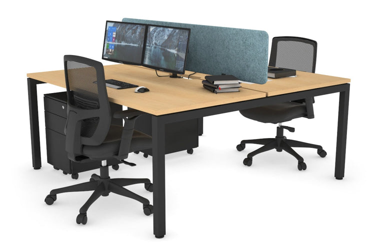 Quadro Square Leg 2 Person Office Workstations [1200L x 800W with Cable Scallop] Jasonl black leg maple blue echo panel (400H x 1200W)
