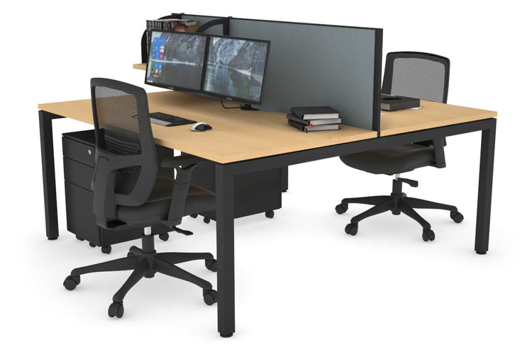 Quadro Square Leg 2 Person Office Workstations [1200L x 800W with Cable Scallop] Jasonl black leg maple cool grey (500H x 1200W)