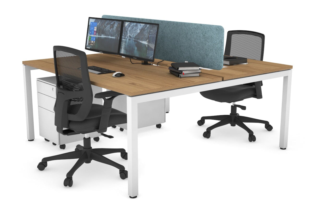 Quadro Square Leg 2 Person Office Workstations [1200L x 800W with Cable Scallop] Jasonl white leg salvage oak blue echo panel (400H x 1200W)