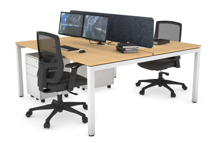 Quadro Square Leg 2 Person Office Workstations [1200L x 800W with Cable Scallop] Jasonl white leg maple dark grey echo panel (400H x 1200W)