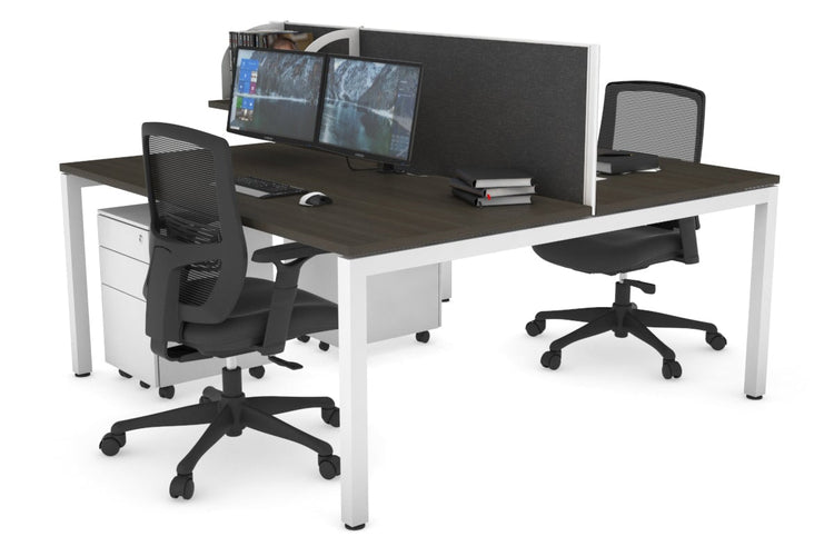 Quadro Square Leg 2 Person Office Workstations [1200L x 800W with Cable Scallop] Jasonl white leg dark oak moody charcoal (500H x 1200W)