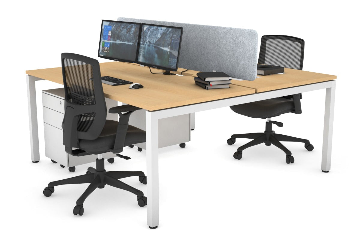 Quadro Square Leg 2 Person Office Workstations [1200L x 800W with Cable Scallop] Jasonl white leg maple light grey echo panel (400H x 1200W)