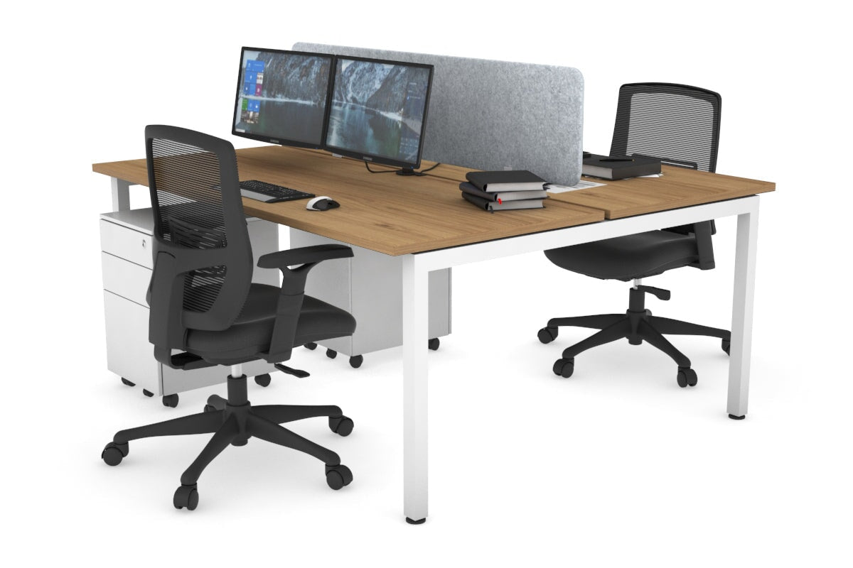Quadro Square Legs 2 Person Office Workstation [1400L x 700W]-white leg salvage oak light grey echo panel (400H x 1200W)