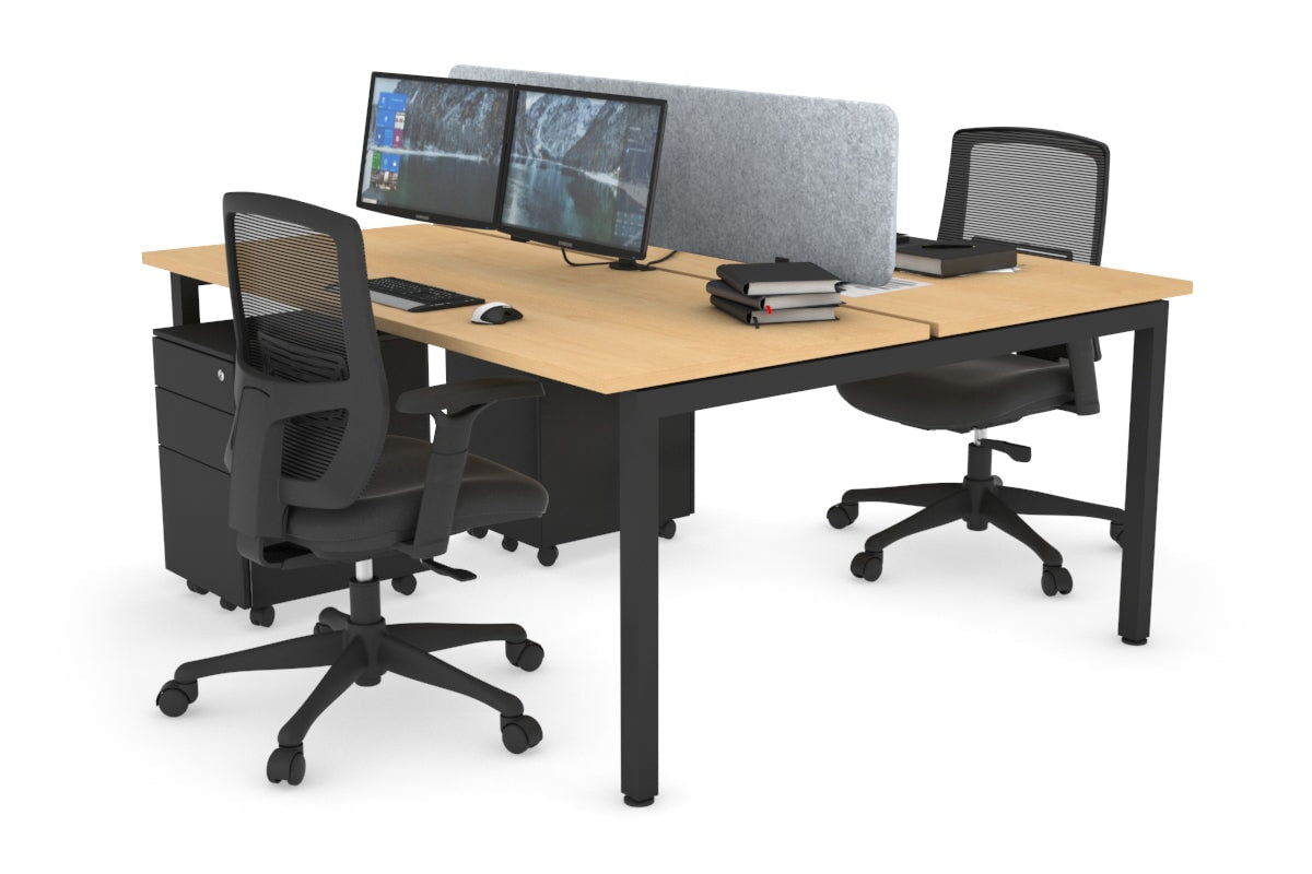 Quadro Square Legs 2 Person Office Workstation [1400L x 700W]-black leg maple light grey echo panel (400H x 1200W)