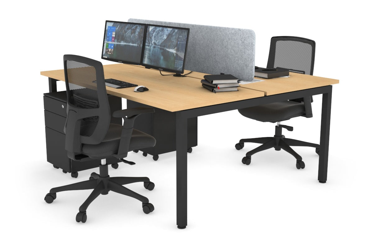 Quadro Square Leg 2 Person Office Workstations [1400L x 700W] Jasonl black leg maple light grey echo panel (400H x 1200W)