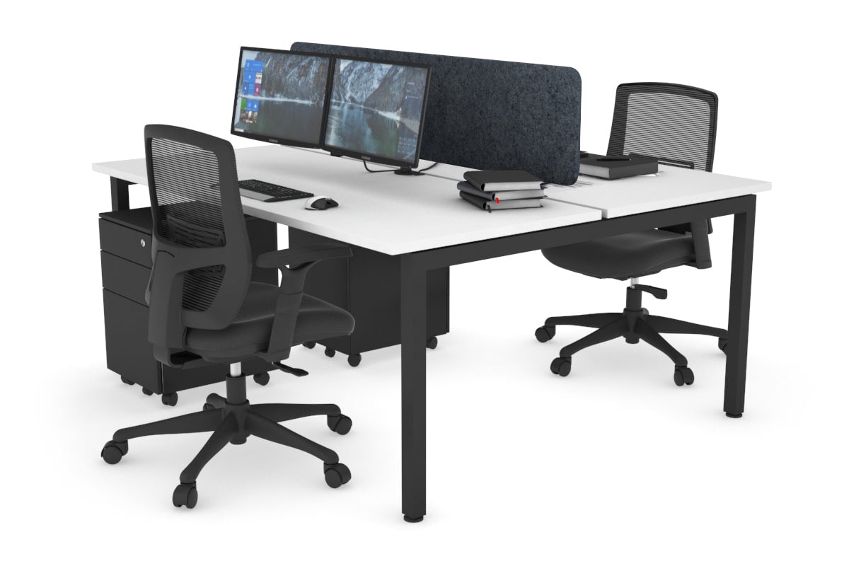 Quadro Square Leg 2 Person Office Workstations [1400L x 700W] Jasonl black leg white dark grey echo panel (400H x 1200W)