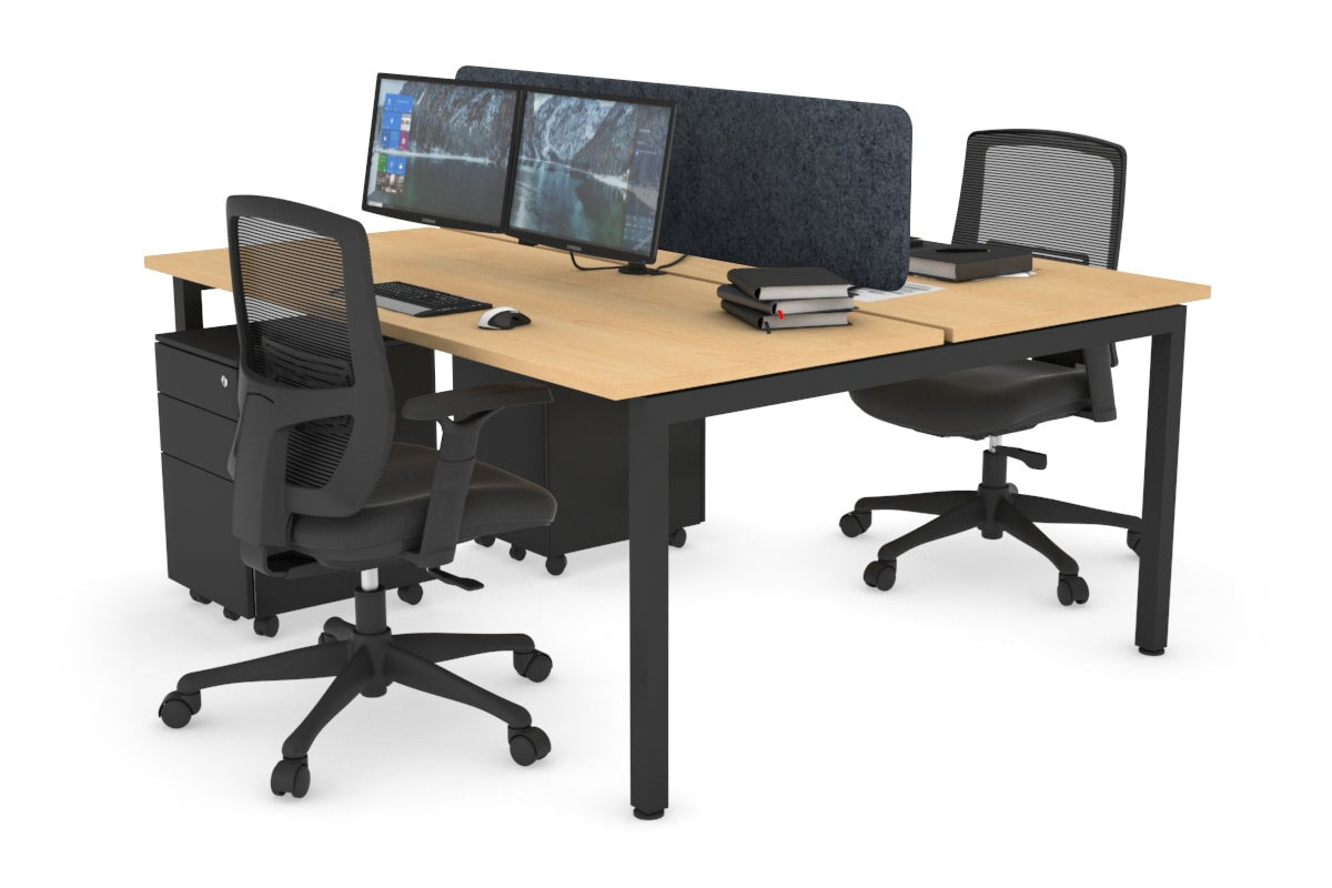Quadro Square Legs 2 Person Office Workstation [1400L x 700W]-black leg maple dark grey echo panel (400H x 1200W)