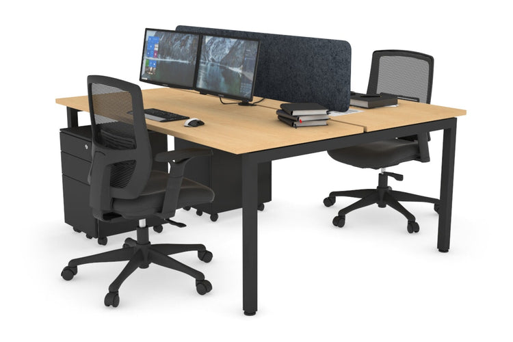 Quadro Square Leg 2 Person Office Workstations [1400L x 700W] Jasonl black leg maple dark grey echo panel (400H x 1200W)