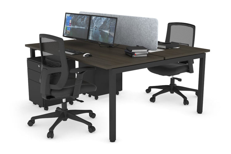 Quadro Square Leg 2 Person Office Workstations [1400L x 700W] Jasonl black leg dark oak light grey echo panel (400H x 1200W)