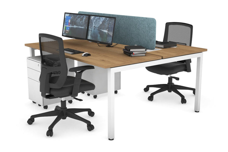 Quadro Square Leg 2 Person Office Workstations [1400L x 700W] Jasonl white leg salvage oak blue echo panel (400H x 1200W)