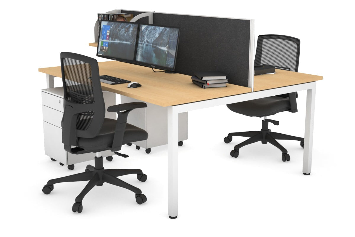 Quadro Square Legs 2 Person Office Workstation [1400L x 700W]-white leg maple moody charcoal (500H x 1400W)