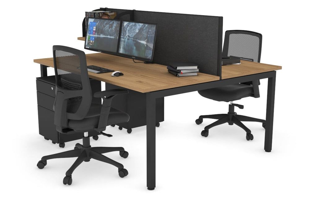 Quadro Square Legs 2 Person Office Workstation [1400L x 700W]-black leg salvage oak moody charcoal (500H x 1400W)
