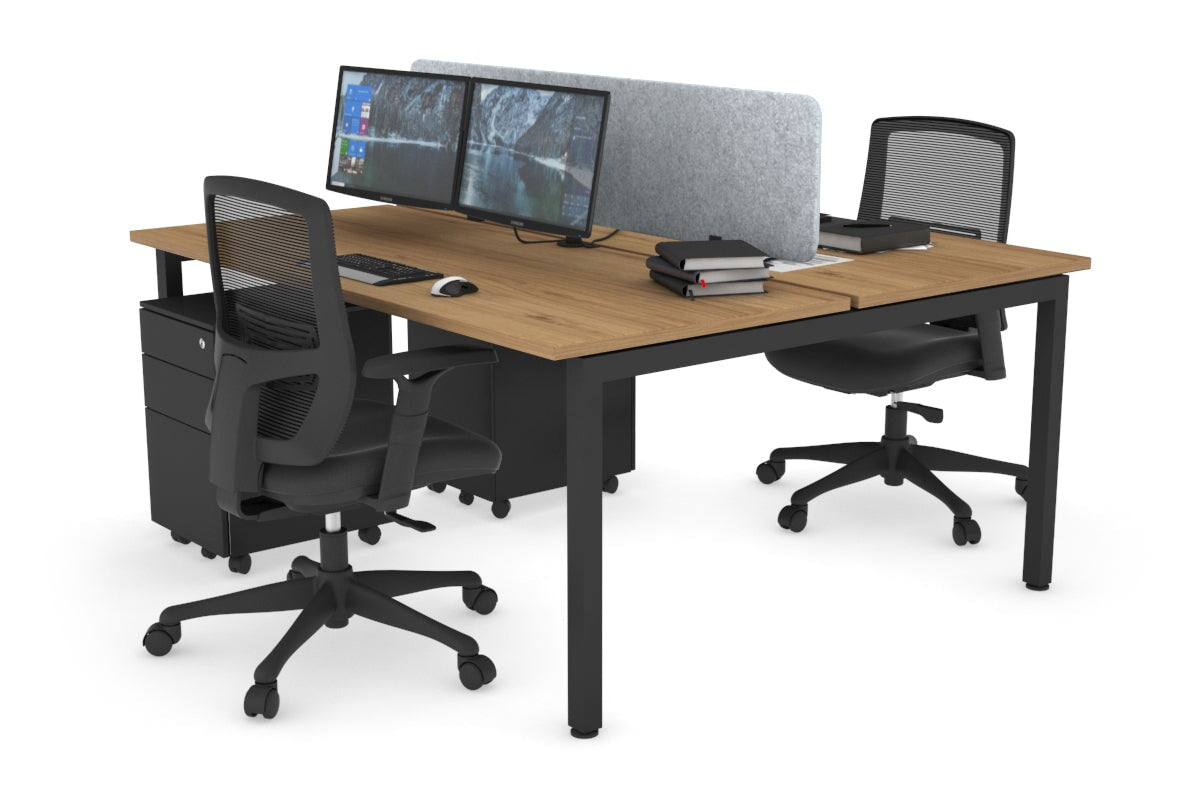 Quadro Square Legs 2 Person Office Workstation [1400L x 700W]-black leg salvage oak light grey echo panel (400H x 1200W)