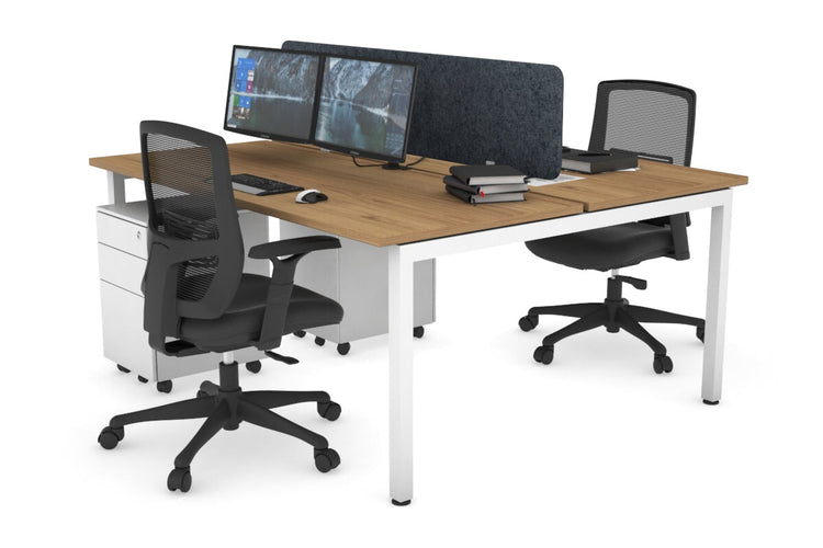 Quadro Square Leg 2 Person Office Workstations [1400L x 700W] Jasonl white leg salvage oak dark grey echo panel (400H x 1200W)