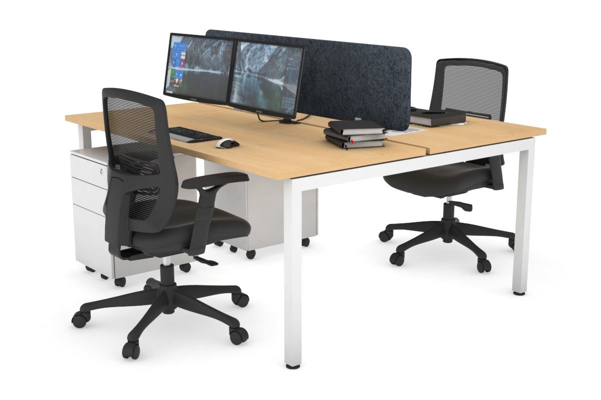 Quadro Square Legs 2 Person Office Workstation [1400L x 700W]-white leg maple dark grey echo panel (400H x 1200W)