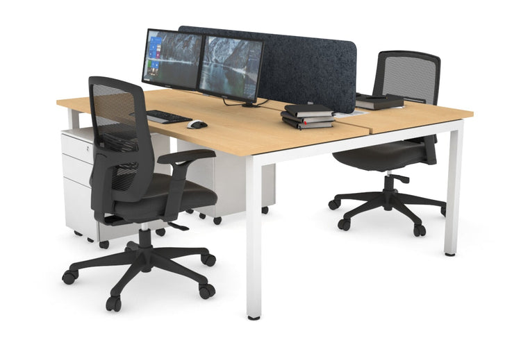 Quadro Square Leg 2 Person Office Workstations [1400L x 700W] Jasonl white leg maple dark grey echo panel (400H x 1200W)