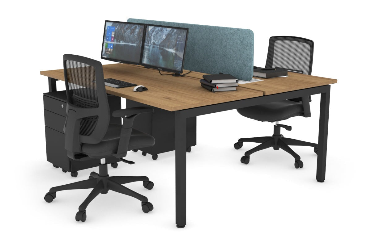 Quadro Square Legs 2 Person Office Workstation [1400L x 700W]-black leg salvage oak blue echo panel (400H x 1200W)