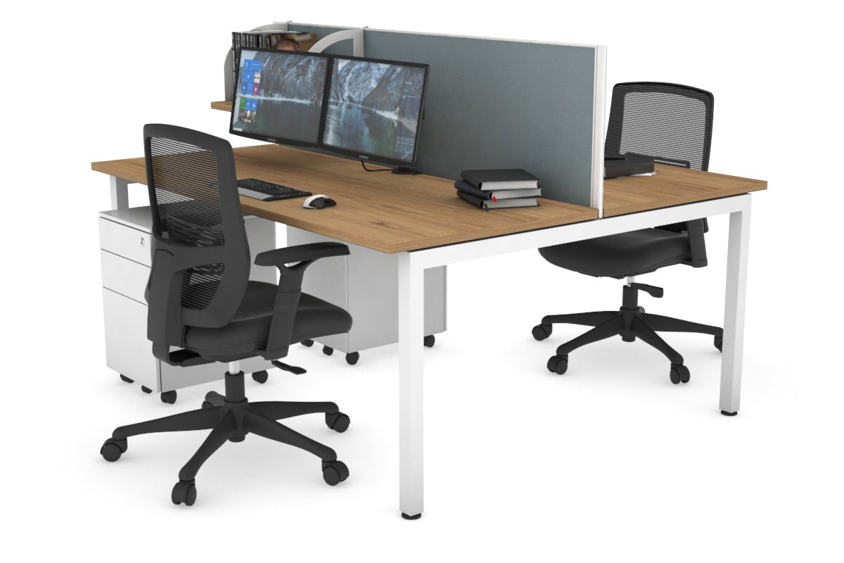 Quadro Square Legs 2 Person Office Workstation [1400L x 700W]-white leg salvage oak cool grey (500H x 1400W)